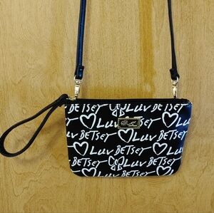 Betsey Johnson Black and White Wristlet with Heart Design